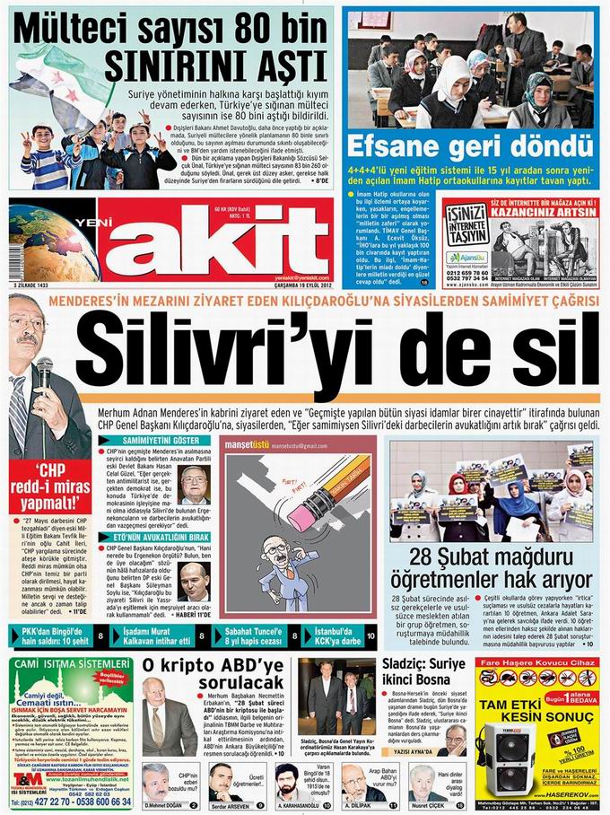 Gazete Manşetleri - 19 Eylül Çarşamba 4