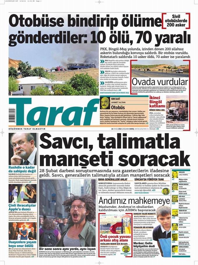 Gazete Manşetleri - 19 Eylül Çarşamba 8