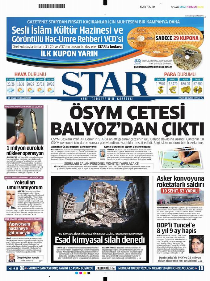 Gazete Manşetleri - 19 Eylül Çarşamba 9