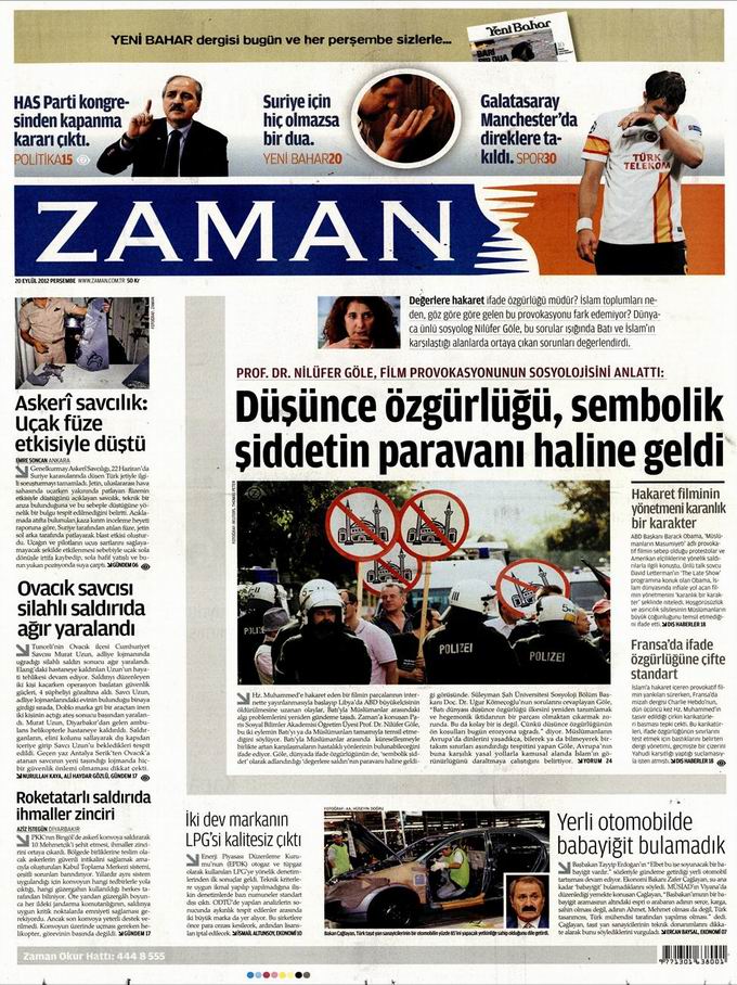 Gazete Manşetleri - 20 Eylül Perşembe 1
