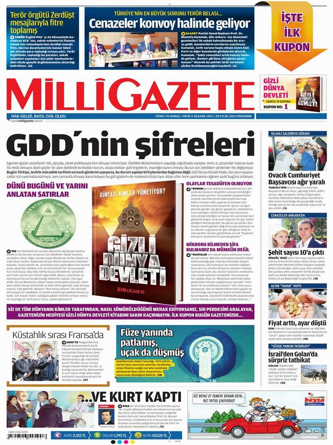 Gazete Manşetleri - 20 Eylül Perşembe 14