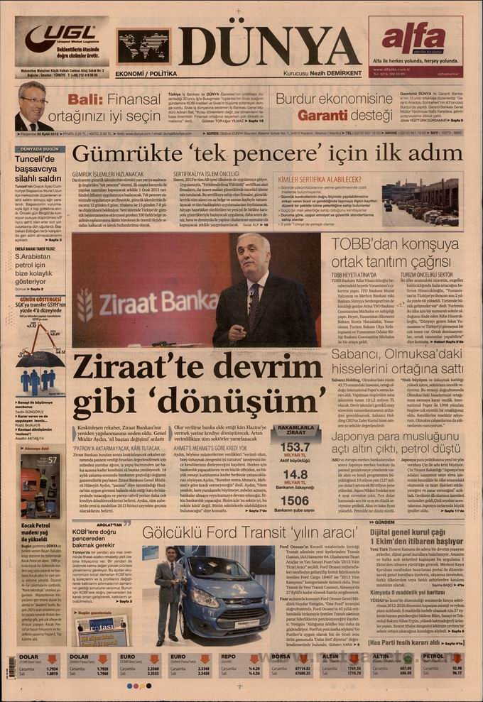 Gazete Manşetleri - 20 Eylül Perşembe 19