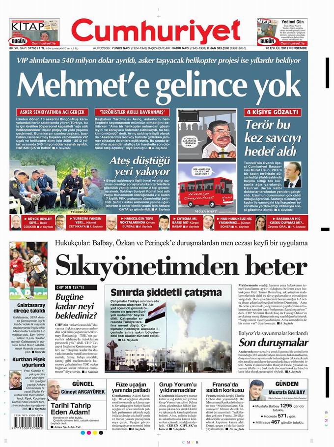 Gazete Manşetleri - 20 Eylül Perşembe 20