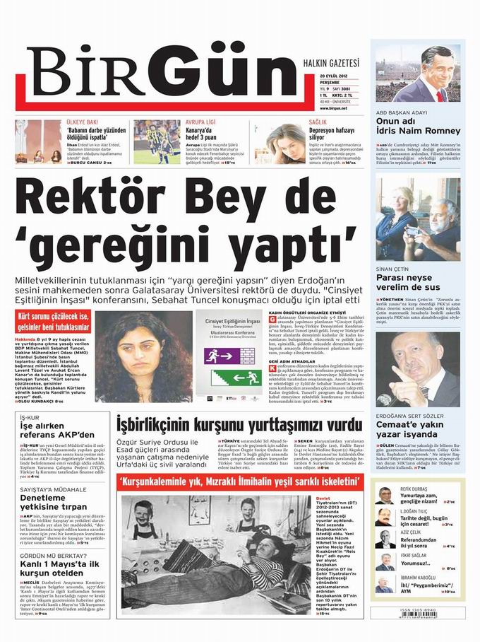 Gazete Manşetleri - 20 Eylül Perşembe 22