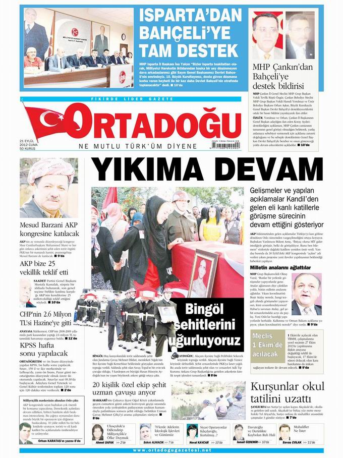 Gazete Manşetleri - 21 Eylül Cuma 14