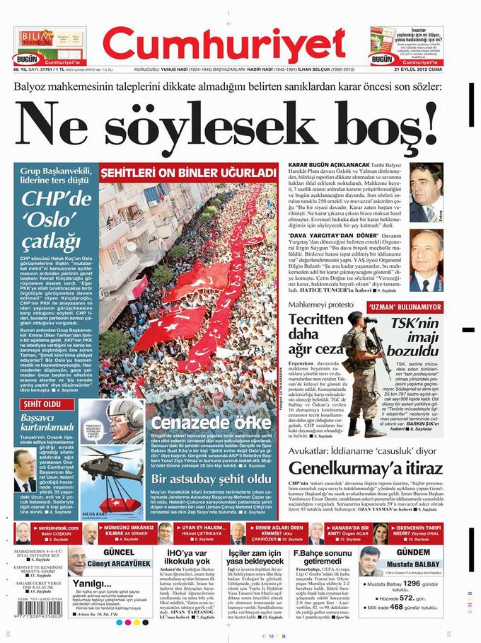 Gazete Manşetleri - 21 Eylül Cuma 21