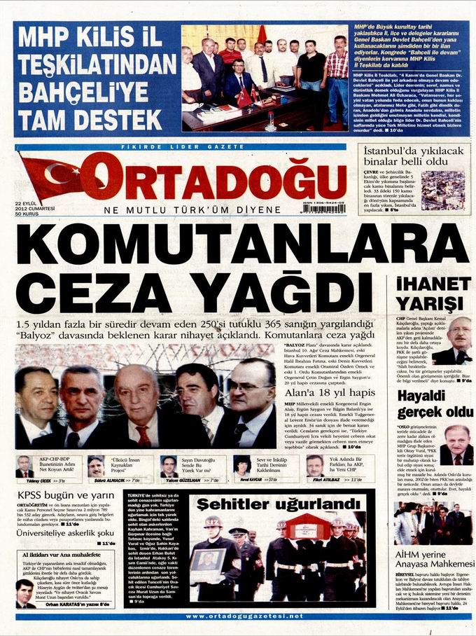 Gazete Manşetleri - 22 Eylül Cumartesi 14