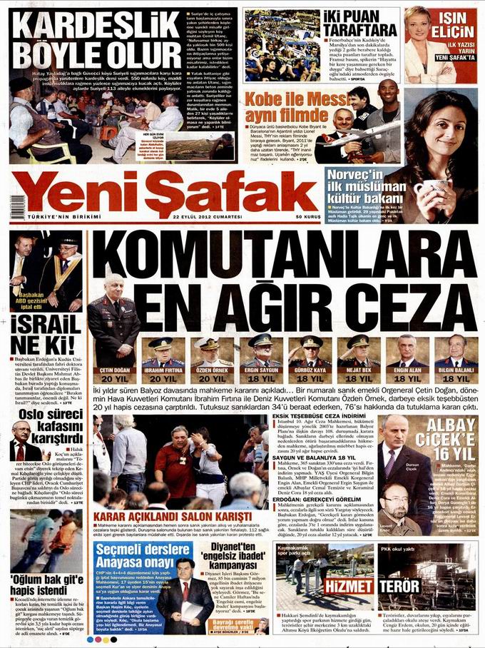 Gazete Manşetleri - 22 Eylül Cumartesi 2