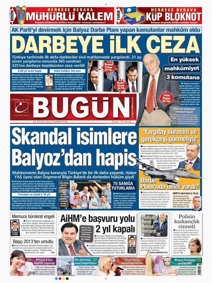 Gazete Manşetleri - 22 Eylül Cumartesi 23