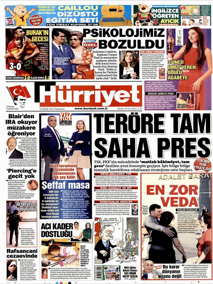 Gazete Manşetleri - 24 Eylül Pazartesi 18