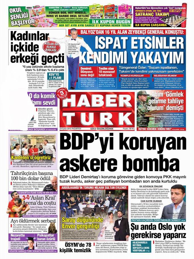 Gazete Manşetleri - 24 Eylül Pazartesi 19
