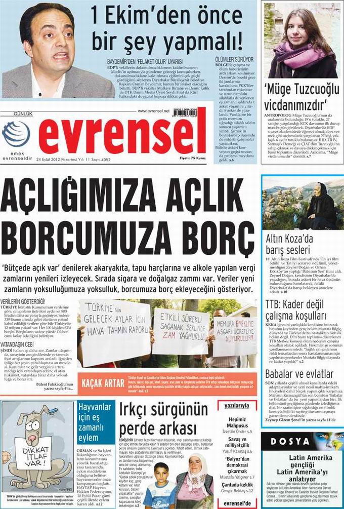 Gazete Manşetleri - 24 Eylül Pazartesi 21