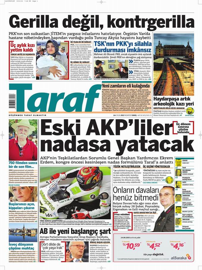 Gazete Manşetleri - 24 Eylül Pazartesi 8