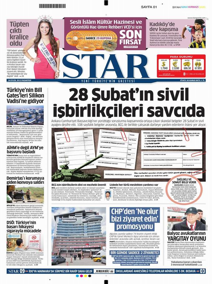 Gazete Manşetleri - 24 Eylül Pazartesi 9
