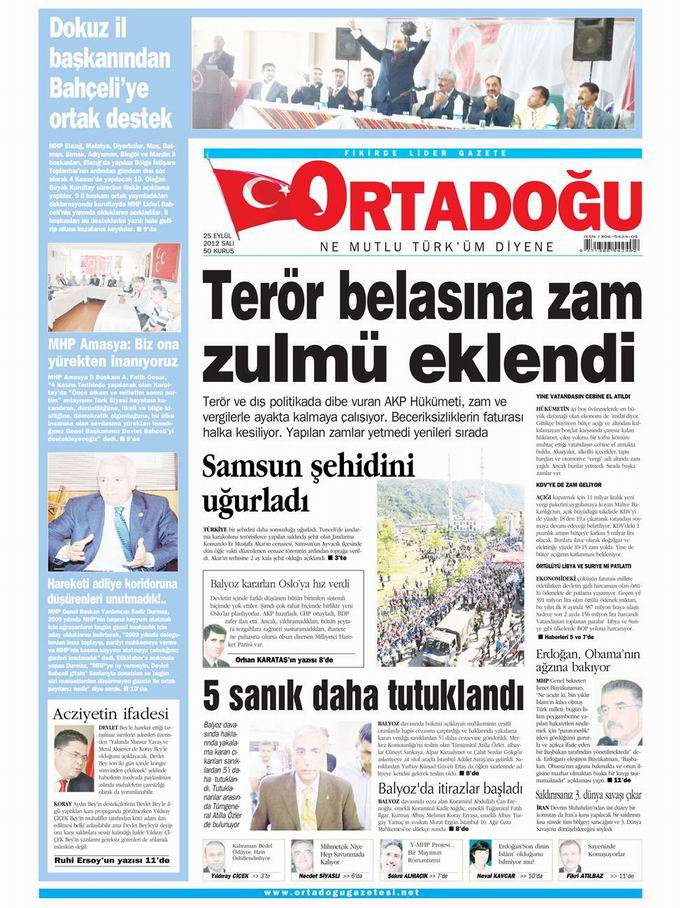 Gazete Manşetleri - 25 Eylül Salı 14