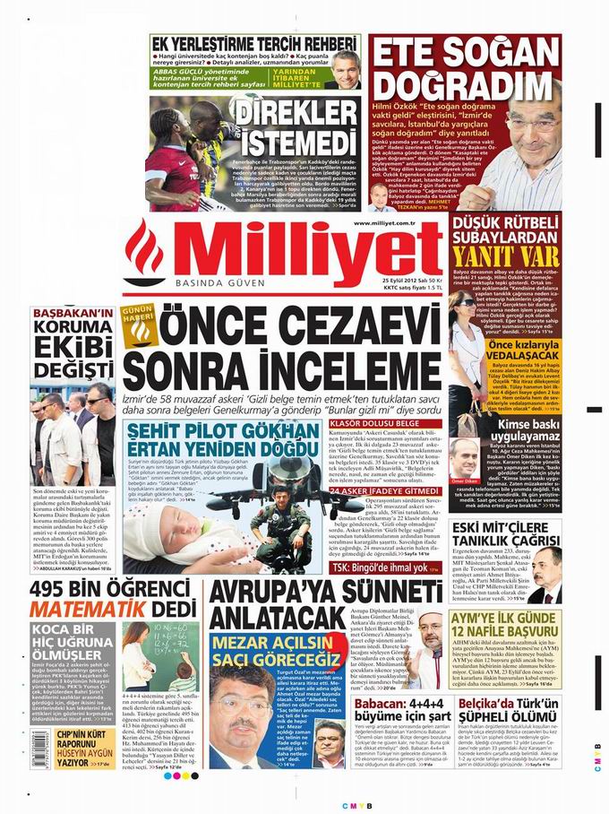 Gazete Manşetleri - 25 Eylül Salı 15