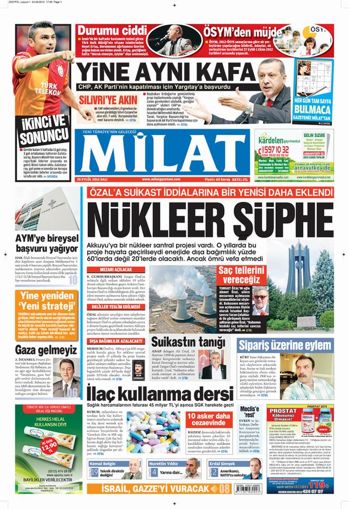 Gazete Manşetleri - 25 Eylül Salı 17