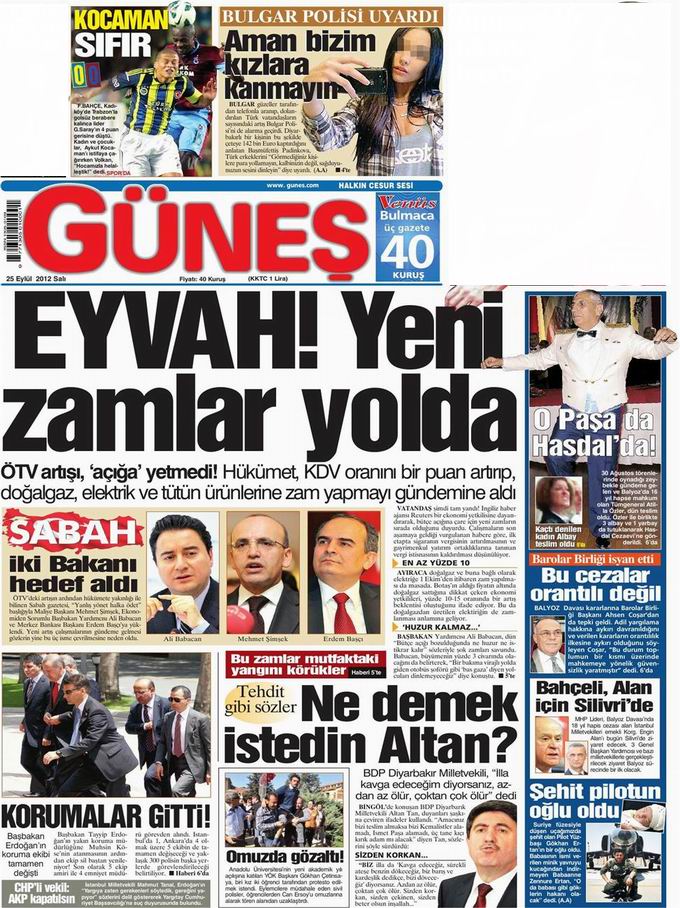 Gazete Manşetleri - 25 Eylül Salı 20