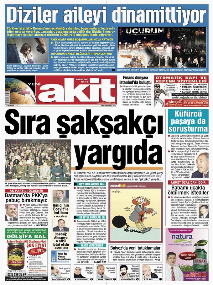 Gazete Manşetleri - 25 Eylül Salı 4