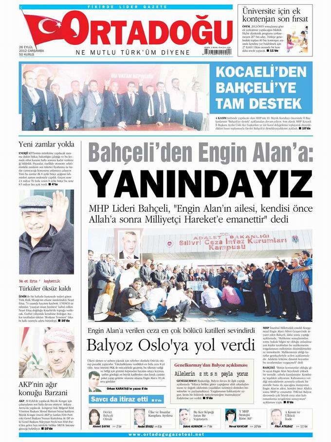 Gazete Manşetleri - 26 Eylül Çarşamba 14