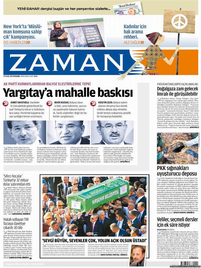 Gazete Manşetleri - 27 Eylül Perşembe 1
