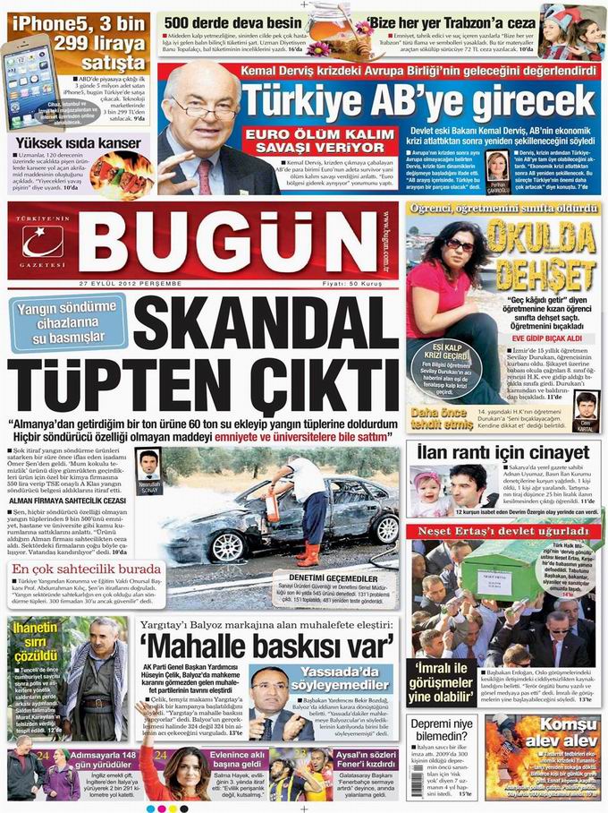 Gazete Manşetleri - 27 Eylül Perşembe 22