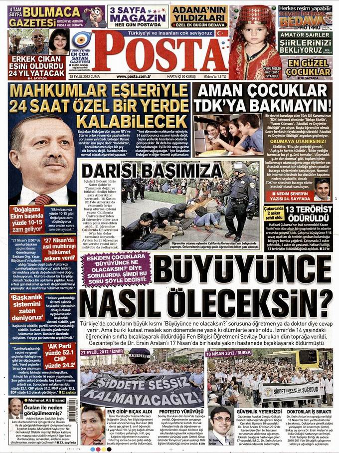 Gazete Manşetleri - 28 Eylül Cuma 13