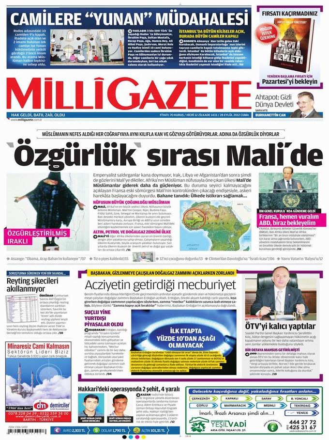 Gazete Manşetleri - 28 Eylül Cuma 16