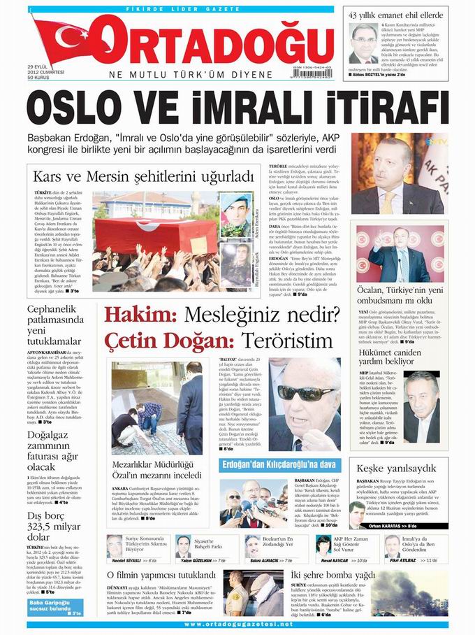 Gazete Manşetleri - 29 Eylül Cumartesi 14