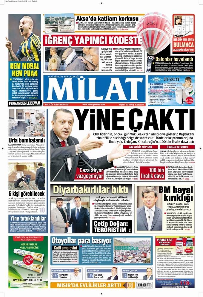 Gazete Manşetleri - 29 Eylül Cumartesi 17