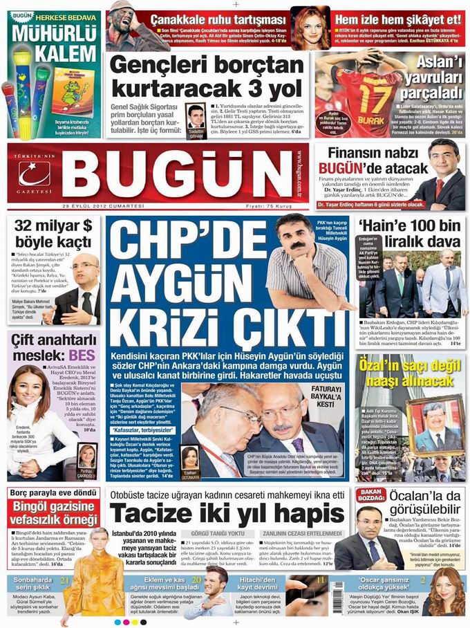 Gazete Manşetleri - 29 Eylül Cumartesi 23