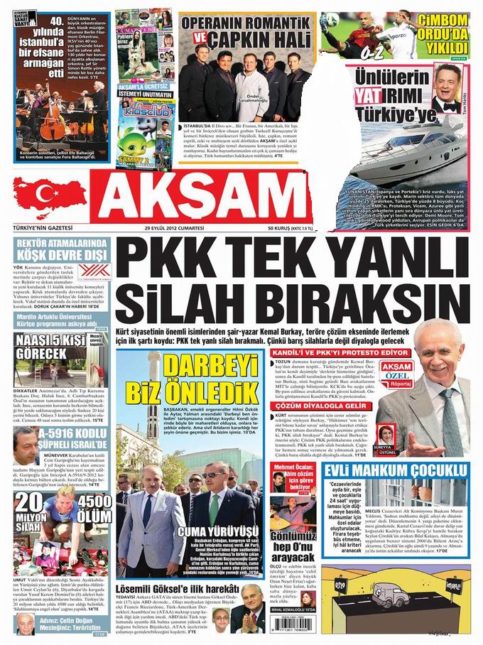 Gazete Manşetleri - 29 Eylül Cumartesi 25