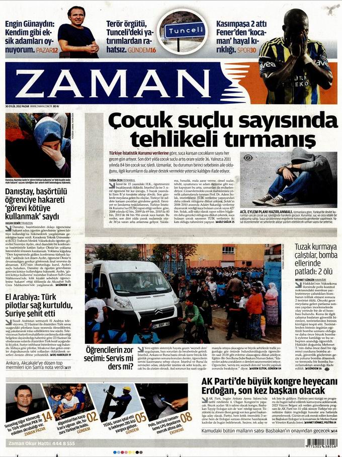 Gazete Manşetleri - 30 Eylül Pazar 1