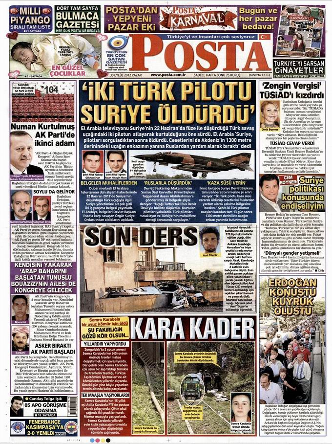 Gazete Manşetleri - 30 Eylül Pazar 13
