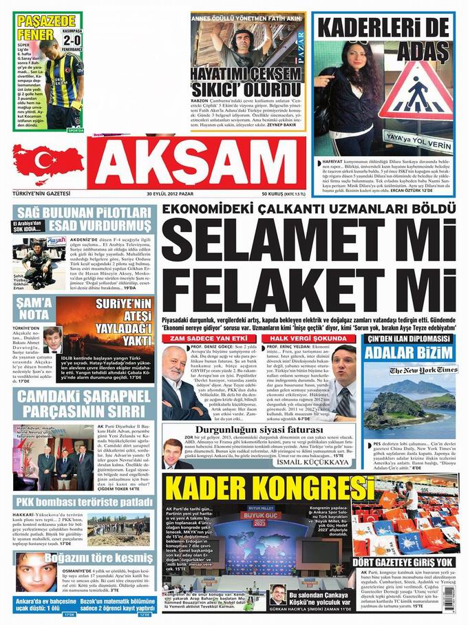 Gazete Manşetleri - 30 Eylül Pazar 22