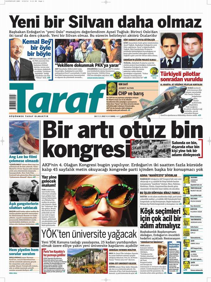 Gazete Manşetleri - 30 Eylül Pazar 8