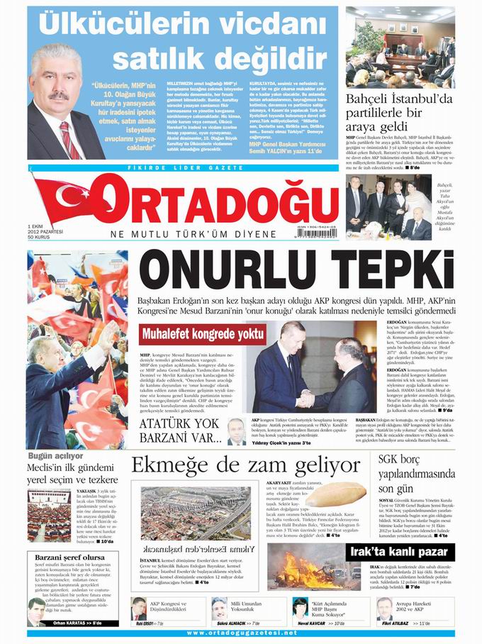 Gazete Manşetleri - 1 Ekim Pazartesi 14