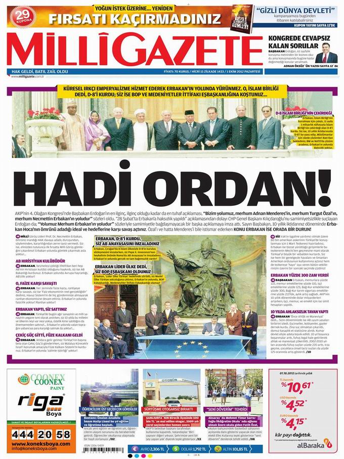 Gazete Manşetleri - 1 Ekim Pazartesi 16