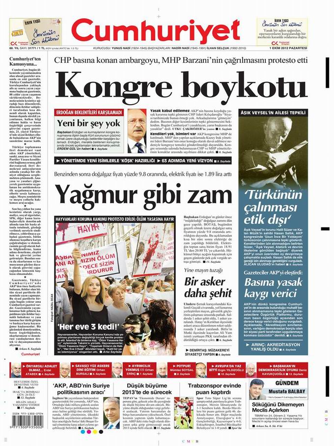 Gazete Manşetleri - 1 Ekim Pazartesi 19