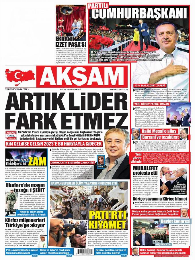 Gazete Manşetleri - 1 Ekim Pazartesi 22