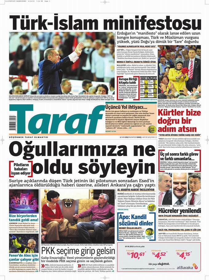 Gazete Manşetleri - 1 Ekim Pazartesi 8