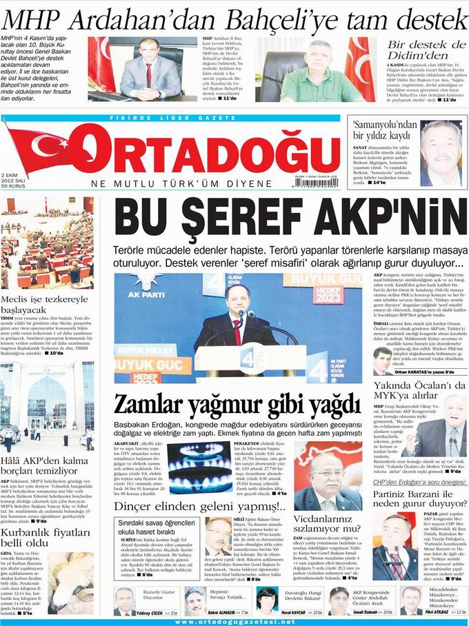 Gazete Manşetleri - 2 Ekim Salı 13