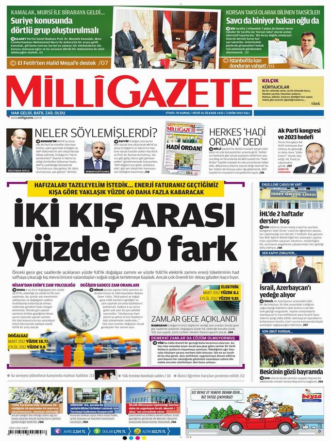 Gazete Manşetleri - 2 Ekim Salı 15