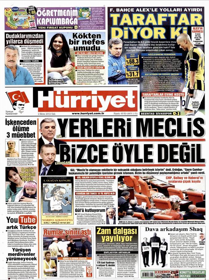 Gazete Manşetleri - 2 Ekim Salı 17