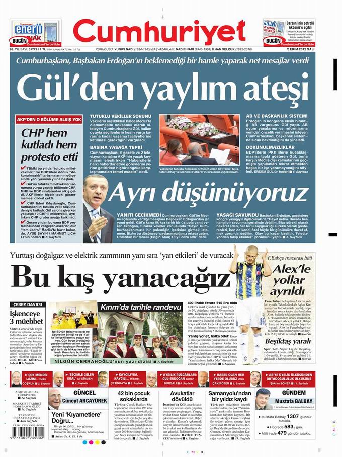 Gazete Manşetleri - 2 Ekim Salı 19