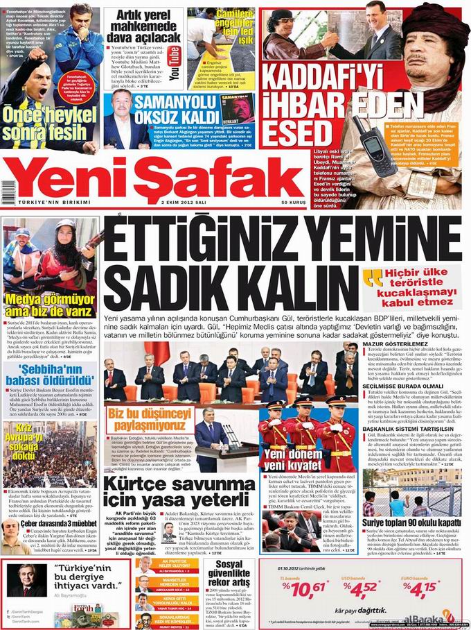 Gazete Manşetleri - 2 Ekim Salı 2