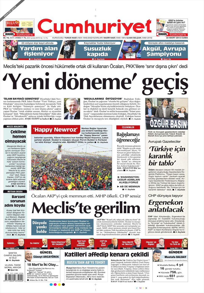 22 Mart 2013 - Günün Gazete Manşetleri 21