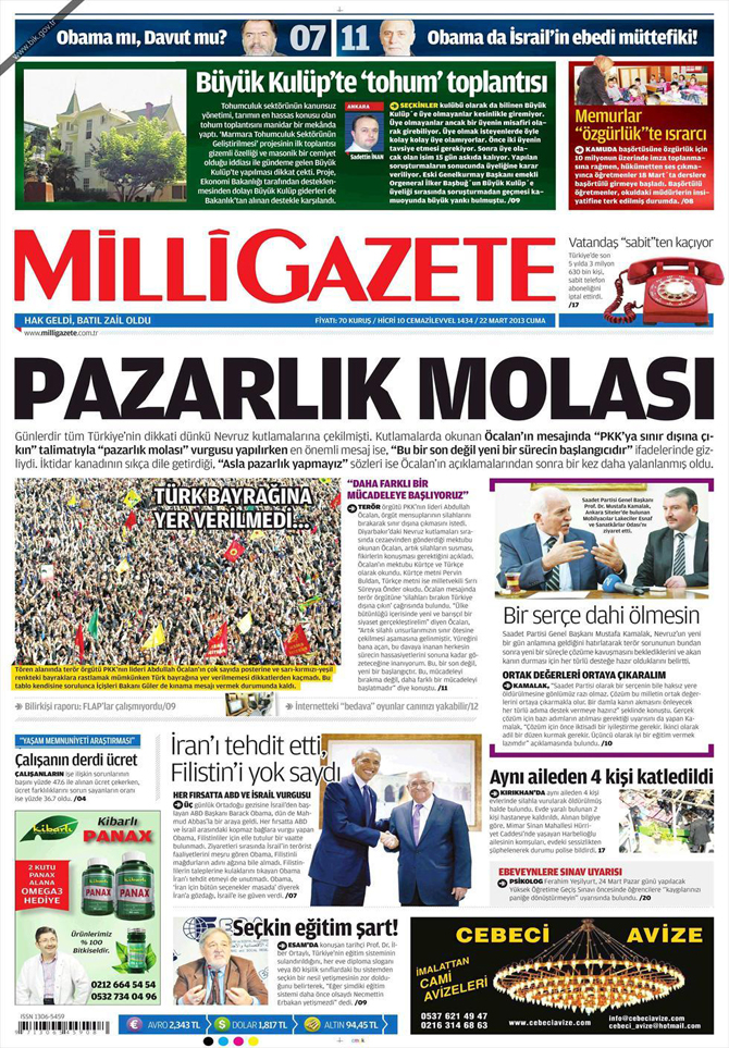 22 Mart 2013 - Günün Gazete Manşetleri 4