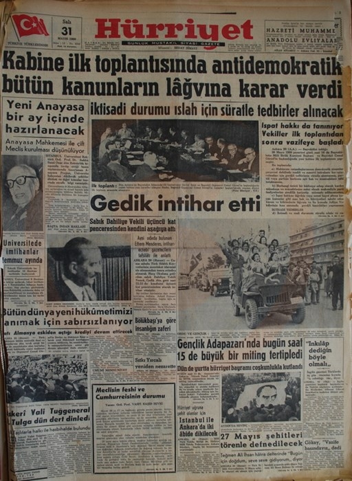 Menderes'i İdama Götüren Darbeci Manşetler 5