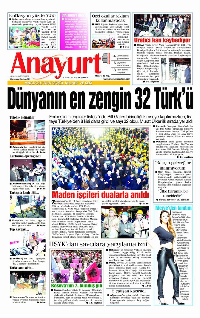 Gazete Manşetleri - 4 Mart 2015 26